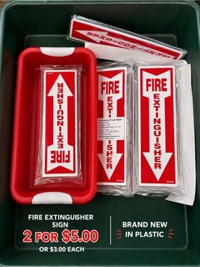 Fire Extinguisher Arrow Sign - Red/White Safety Marker